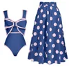 2024 Bow Tie Baddräkt för kvinnor badkläder med kjolbaddräkt Monokini Beach bodysuit slitage 240409