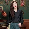 Frauenblusen Satinhemden Frühling/Sommer Chinesische Stil Seiden losen langen Ärmeln Vintage Frauen Tops Modekleidung Ycmyunyan