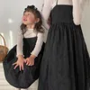 Girl Dresses 2024 Spring Autumn Children Retro Solid Sleeveless Suspenders Dress Baby Cotton Casual For Party And Wedding