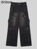 Dżinsy damskie y2k emo koreańskie kobiety czarne zabytkowe spodnie streetwearu w lupgy kieszenie proste spodnie szerokie nogi dżinsowe ubrania oversize