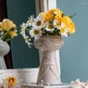 Vases Vase en céramique nordique pour fille design de visage humain ornements de salon table à manger arrangement de fleurs accessoires de décoration de maison