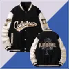 Designer Men's Jackets Baseball Jersey Autumn New American Trendy Brand med tillagda fett och förstorade män Pu Leather Patchwork Woolen Casual Jacket