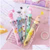 Ballpoint Pens Wholesale 20Pcs Cartoon Pendant 10 Color Pen School To Write Kawaii Stationery Ball Point Writing Pretty 240109 Drop De Otpzk