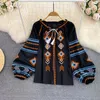 Женские блузки Hikigawa Chic Korean Fashion Women Vintage Emelcodery Рубашки повседневные свободные фонарь с длинным рукавом O -Blous