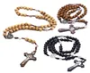 Hänge halsband tre färger mode träkatolska radband Jesus pärlkedja handgjorda pärlor runda halsband religiösa accessori5730859