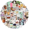 50 pcs Vintage Coffee Stickers for Laptop Guitar Bike Game console Luggage Fridge Waterproof Cute Drinks Cartoon Sticker Pack3102201