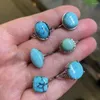 Decorative Figurines High Quality Creative Natural 925 Silver With Turquoise Crystal Healing Gemstone Ring Fashion Jewelry Gift For