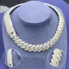 Fine bijoux hip hop or plaqué 925 VV VV VVS Moisanite Diamant Iced Out Miami Cuban Link Chain Collier pour hommes
