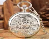 Vine Silver Pocket Watch Hollow Out Case Kirin Design Handwind Mechanical Watches Skeleton Rome Number Dial Timepiece Pendant FOB Chain7079966