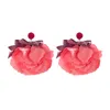 Boucles d'oreilles en peluche salicon exagéré grande satin fleur colorée goutte de fleur de femme bohème arc ruban grand tendance bijoux vintage