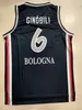 Болонья 2001-02 Удаленная униформа #6 Ginobili Vintage Basketball Jersey, настраиваемое с любым именем и номером