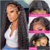 Spetsspår 180Ddensitet Curly Simation Human Hair Brazilian Water Wave Front For Black Women Pre Plucked Color Deep Syntetic Frontal Dr DHL8H