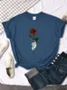 Damen T-Shirts Rose in Hand Druck T-Shirts Frauen Mode lässig T-Shirts Street Hip Hop Tops Sommerpersönlichkeit Kurzarm weiblich