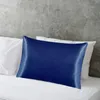 Kudde kuddebolag Silk Satin Imitation Solid El Bedding Navy Blue 2 st