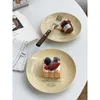 Plates Creative Ceramic Plate 6.5 Inch Cute Cartoon Letter Round Flat Homehold Porcelain Tableware Breakfast Bread Jam Toast Egg