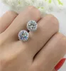 Stud 8MM Round Stone Earrings Luxury Girl White Zircon For Women Wedding Jewelry Rose Gold Silver Color Crystal Earring5388099