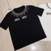 Mui Mui قمصان أزياء T Shirt للسيدات عالية الجودة القطن جولة الرقبة تي شى التطريز متعدد الأكمام قصيرة الأكمام