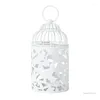 Bandlers Qx2e Hanging Bird Cage Holder rétro Iron Hollow Candlestick Lantern Wedding