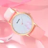 Zegarek na rękę Modną różowe okulary zegarek Zestaw Kobiety Strażowe zegarki dla kobiet swobodne skórzane pasy