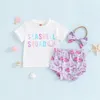 Zestawy odzieży Summer Infant Baby Baby Shorts Stroje Literka Drukuj T-shirt krótkie rękaw