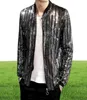 Men039S jackor 2022 Sequined Bomber Jacket Men Shiny paljetter Lång ärm Glitter blixtlåsrock Hip Hop Loose Night Club Stage St6128978