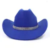 Basker västra cowboy hatt vintage ull fedora för mäns gentleman lady jazz cowgirl wide rim cloche Sombrero Hombre Caps