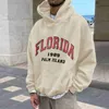 Sweatshirts Mens jaquetas Florida Impressão Americana Retro Hoodies Men 90s Y2K Vintage Sweatshirt Outono Hip Hop Streetwear Loose Top 240412