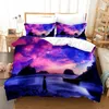 Bedding Sets 3D Print Beach Scenery Set King Size Duvet Cover Pillowcase Home Textiles Luxury Bedclothes Blue Bed For Summer