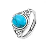 Cluster Rings Aankomst Vintage Natural Turquoise Boheemse stijl 925 Sterling Silver Ladies Engagement Sieraden voor vrouwengeschenken