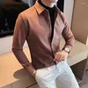 Men's Casual Shirts 2024 Spring And Autumn Shirt Fashion No Iron Fitted Luxury Solid Large Sleeves Elastic Business Versatile Q73