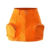 Skirts Orange Female Young Multi-Pockets Cargo For Women 2024 Autumn Summer Fashion High Waisted Mini Skirt A-Line Luxury Jupe