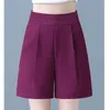 Shorts femininos verão gelo seda de seda larga cintura elástica cor sólida cora simplicidade calça calça calça casual moda feminina roupas