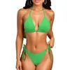 2024 New Bikini Triangle Bag Swimwear Womens Solid Color Jacquard Sexy Swimwear