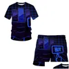 Herrspårar Summer Mobile Technology 3D Print Casual Tracksuit Mens Suit Short Sleeve T-Shirt Sports Shorts 2 Piece Set 220624 D DHMPI