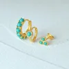 Hoop Earrings CANNER 3-Piece Set Turquoise Piercing European American Simple S925 Sterling Silver Classic For Women