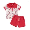 Kleidungsstücke Kids Boys Shorts Set Short Sleeve Flagge Druckhemd mit elastischer Taille 4. Juli Outfit