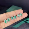 Pendientes de sementales STERLING Silver 925 Natural Emerald Luxury Women's Christmas Gift Boutique