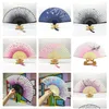 Party Favor Bamboo Flower Fold Hand Fans Wedding Chinese Style Silk Fan Children Antique Folding Gift Vintage Supplies Mj0848 Drop Del Dhok2