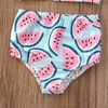 Één-stuks 1-5 jaar peuter babymeisjes badpakken watermeloen print een schouderbloemriem mouwloze bikini 2023 meisje zomer zwemkleding