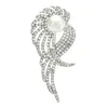 Broches Wulibaby Angel Wing for Women Unisisex 2-Color Rhinestone Pearl Beautiful Party Casual Broche Pins Presentes