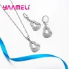 Boucles d'oreilles de collier Arrivées Gourd 925 Sterling White White Cubic Zirconia et pour les femmes Bijoux