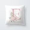 Travesseiro 2024 rosa 26 letra capa padrão de flor da sala de estar sofá casamento caseiro de decoração de festas