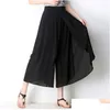 Damesbroek capris hoge taille chiffon wide been rok vrouwen zomer dunne casual pantalones mujer ropa korean stijl 2022 nieuwe flodderige broek ot1oi