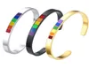 Pulseiras de punho de punho de cor de arco -íris de 6 mm para homens jóias de jóias aço inoxidável lésbico lesbian orgulho gay metal pulseira rosa lgbt listra 8580592