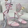 High Heel Sandals Womens Strass Shoes Ankle Wrap High Hee Wedding Crystal Encrusted Snake Luxury Designer Fashion 9.5cm RC Cleo Rene Caovilla Serpentine sandals