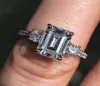 Emerald Cut 4CT Labor Diamond Ring 100 Original 925 Sterling Silber Engagement Ehering Bandringe für Frauen Party Schmuck6662815