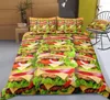 Conjuntos de roupas de cama 3D Tampa de edredão de chip de hambúrguer imprimida Conjunto de estilo de estilo de estilo de estilo de estilo gourmet Delicious Fast Food para crianças engraçadas