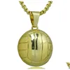 Anhänger Halskette Neue Basketball Halskette Gold Edelstahl Kette Frauen Männer Sport Hip Hop Schmuck Fußballliebhaber Geschenk Drop liefern dhnht