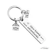 مفاتيح حبل الحلقات المصنوعة من الفولاذ المقاوم للصدأ Housewarming سلسلة مفاتيح قلادة Love Creative House House Decoration Key Ring 12x50mm Wholes Dh9m3