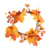 Fleurs décoratives Maple Pumpkin Couronne de grâces de Thanksgiving Fake Festival Garland Halloween Simloween Automne